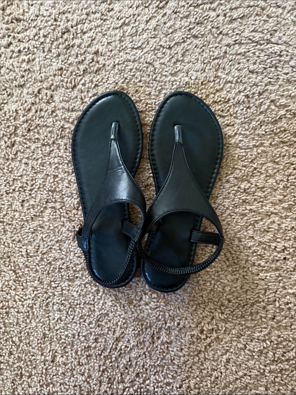 SHEIN Black T-Strap Thong Sandals with Back Elastic